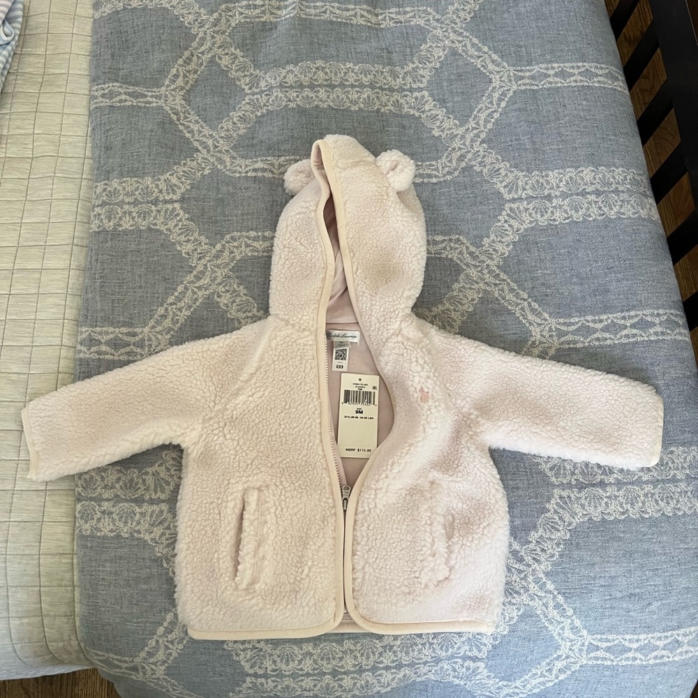Ralph Lauren Girls Teddy Bear Ear Fleece Jacket